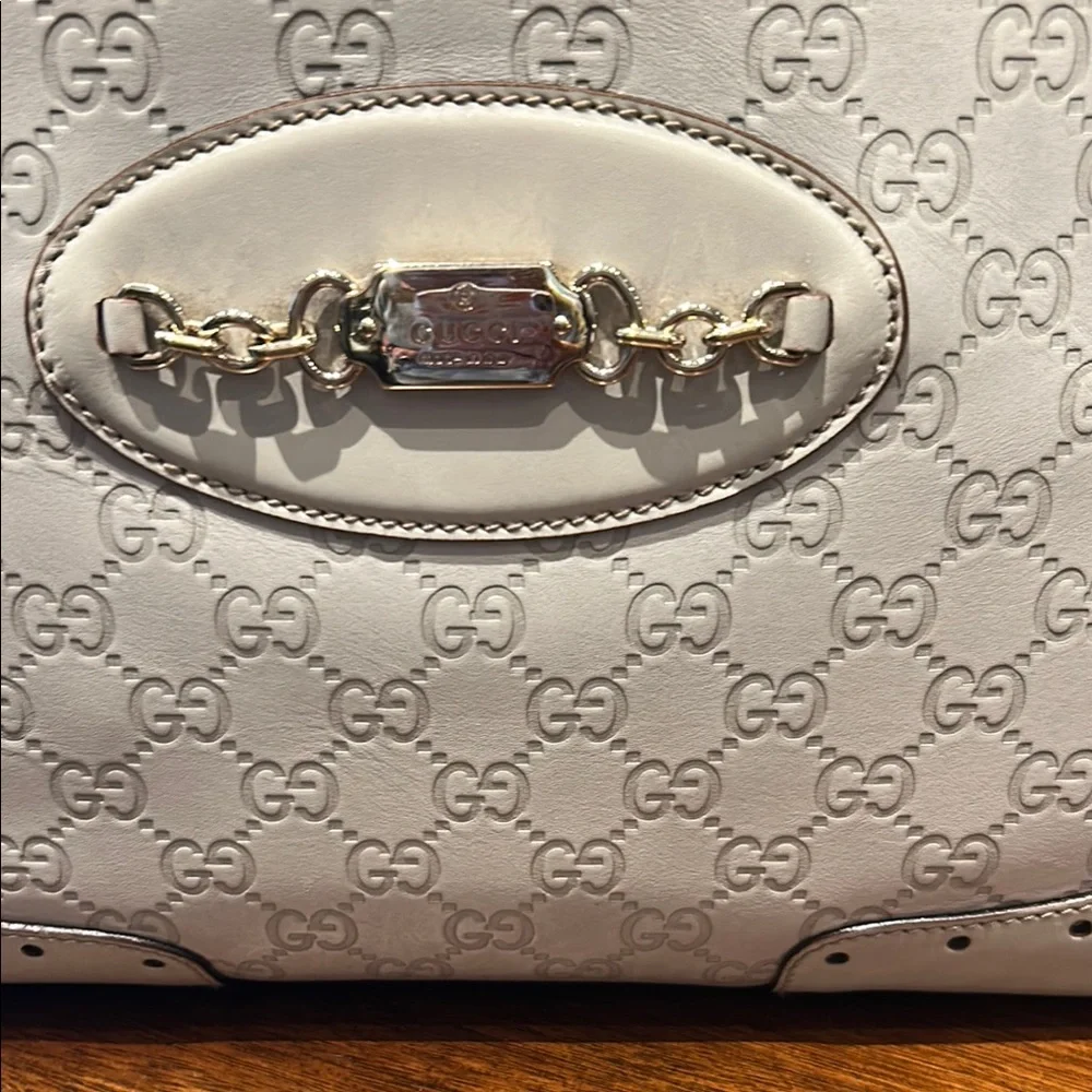 RARE Gucci Cream GG Supreme Leather and Canvas Tote  STUNNING - Picture 2 of 13